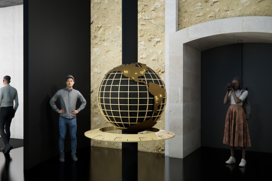 Globus in der Mitte des Raumes