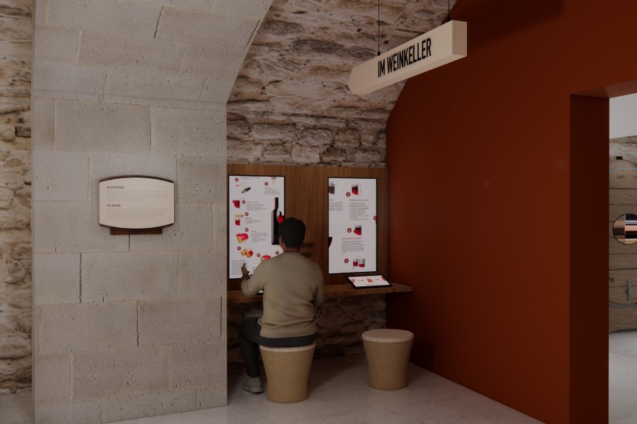 Bildliche Darstellung an Bildschirmen was im Weinkeller passiert