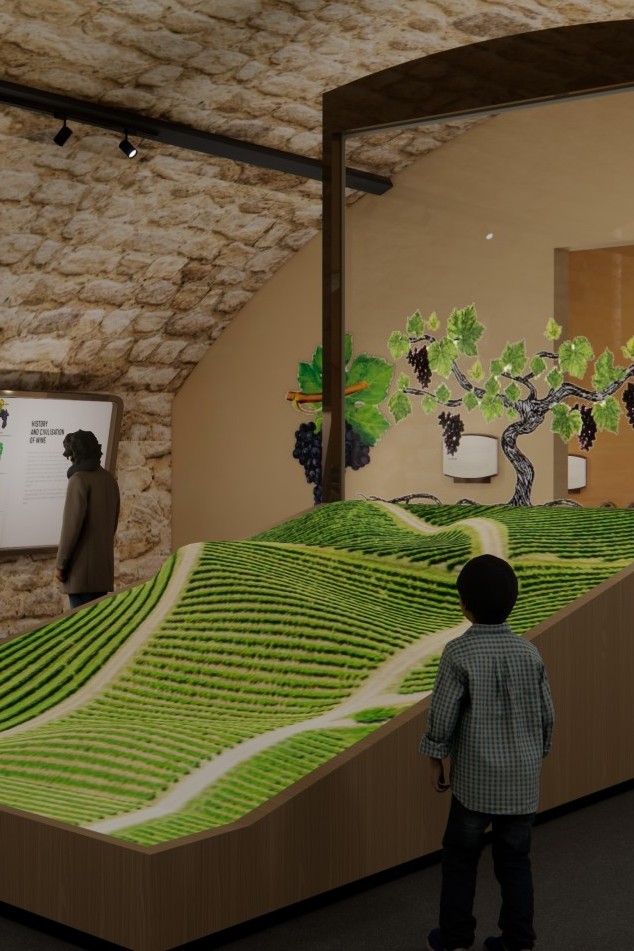 Weinberg Modellbau zur Erklärung der verschiedenen Reben