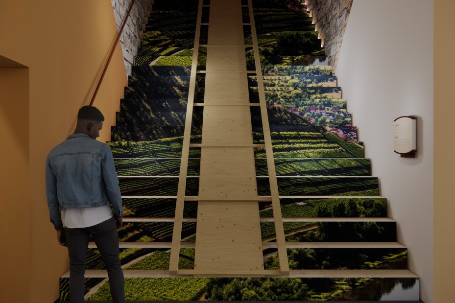 Treppenaufgang wurde umgestaltet und sieht nun So aus wie der Blick auf den Weinberg